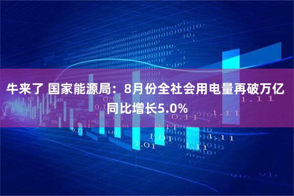 牛来了 国家能源局：8月份全社会用电量再破万亿 同比增长5.0%